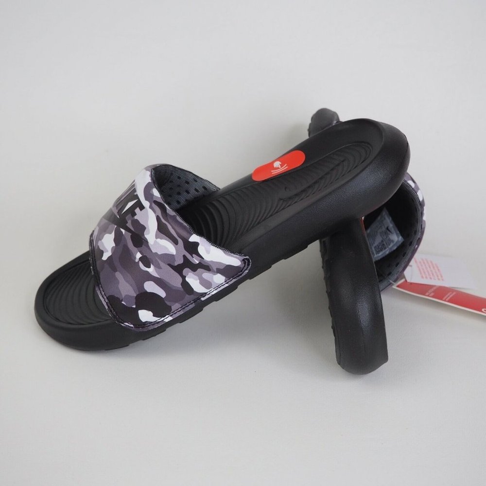 Nike Victori One Sports Slide Print Black Grey Beach Sandals - Picture 10 of 11